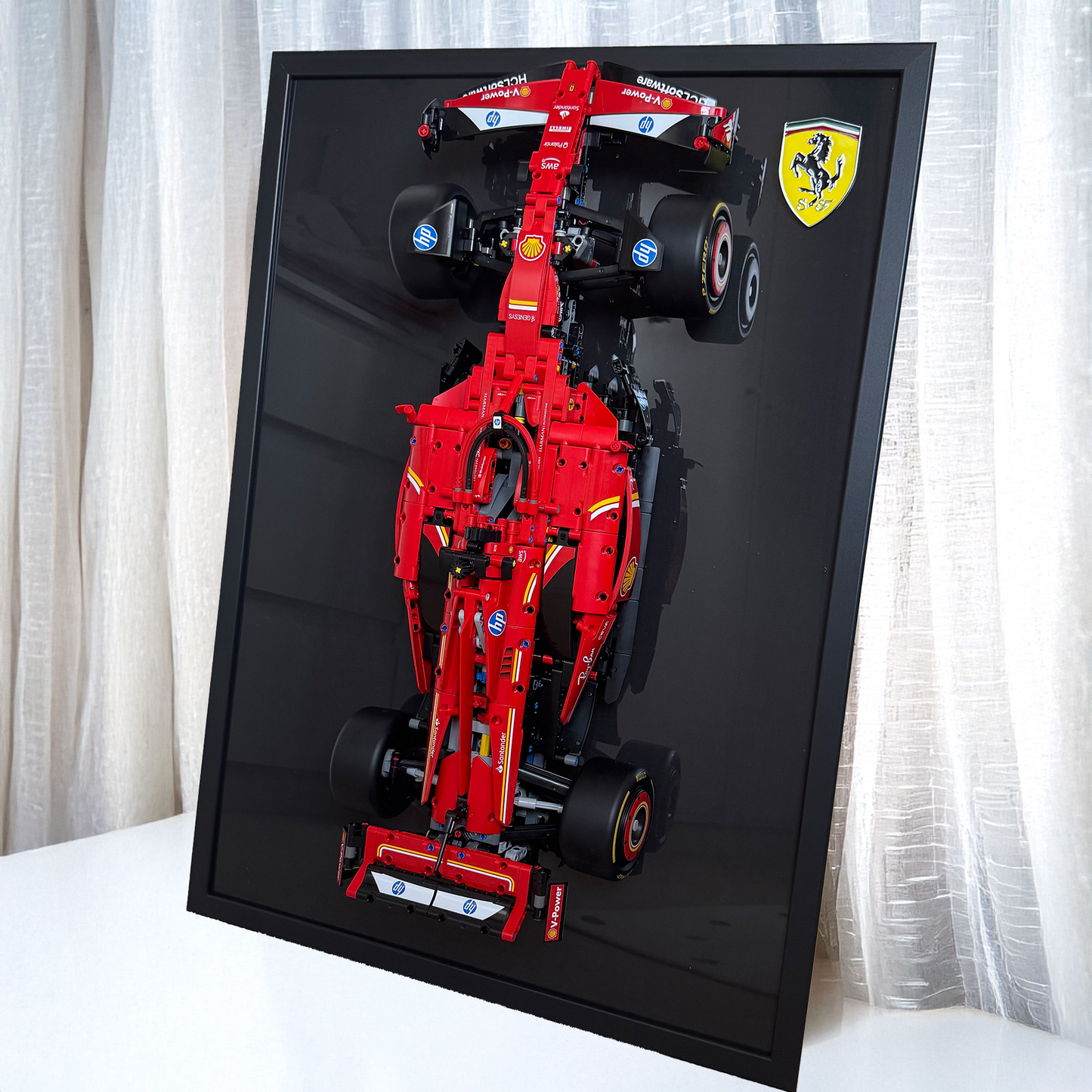 Framed Display for LEGO® Technic Ferrari SF-24 F1 Car (42207) – 50x70 cm with Ferrari Logo