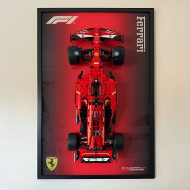 Premium Acrylic & Wood Wall Display for LEGO® Technic Ferrari SF-24 F1 Car (42207) – 80x50cm